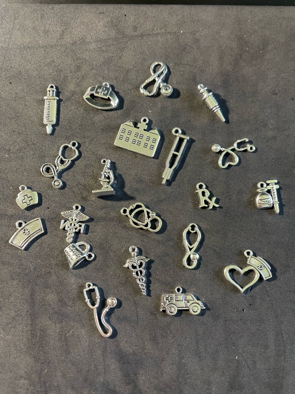 20 Nurse-Themed Silver Tone Charms Medical Pharmacy Icons DIY Jewelry Crafts NEW